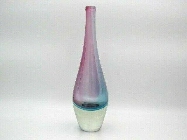 Luigi Onesto Murano Sommerso Latticino Art Glass Vase  Heavy