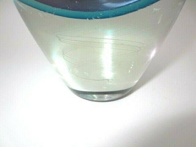Luigi Onesto Murano Sommerso Latticino Art Glass Vase  Heavy photo vintage