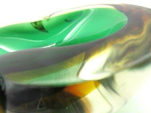 Rare Xxl Poli Seguso Era Murano 1.6kg Art Glass Geode Bowl Sommerso Green And Amber photo buy