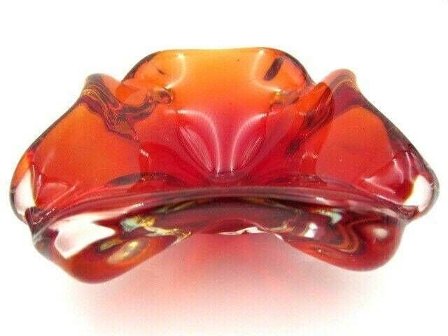 Bright Red Murano Sommerso Quality Italian Art Glass Bowl Candy Dish photo 72.0