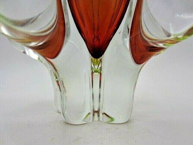 Mid Century Vibrant Green And Pink Art Glass Chribska Sommerso Vase photo Home Decor