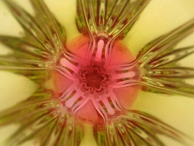 Mid Century Vibrant Green And Pink Art Glass Chribska Sommerso Vase photo vinterior