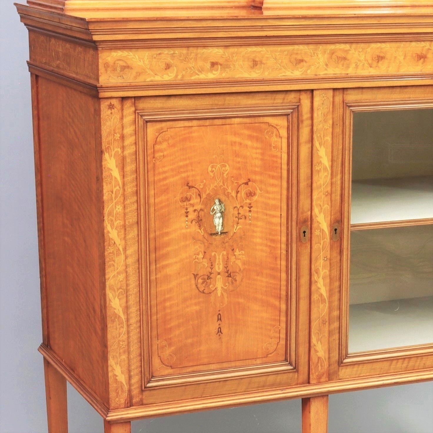 Fine Satinwood And Marquetry Display / Side Cabinet By Gillows Of London C1902 photo vinterior