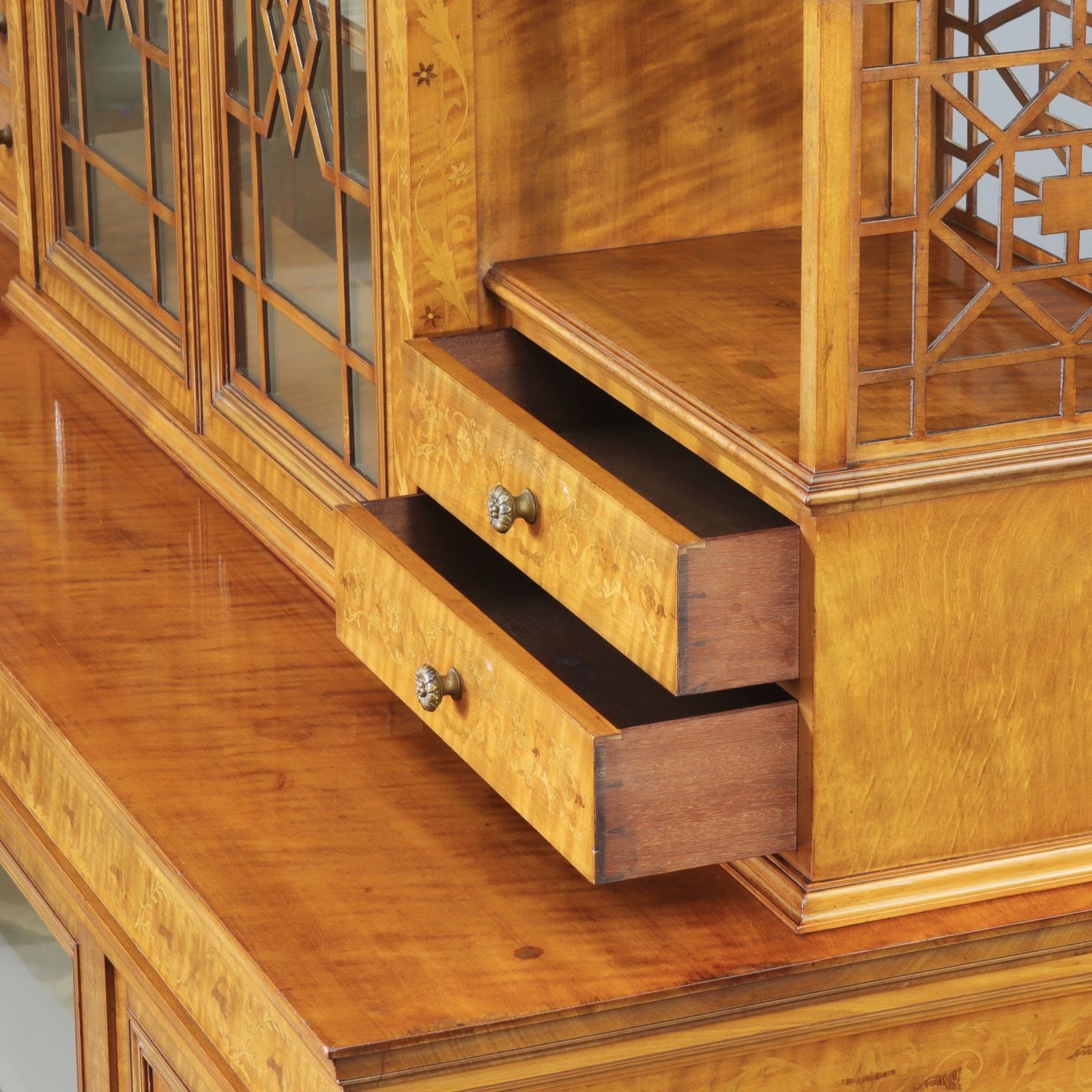 photo furniture Fine Satinwood And Marquetry Display / Side Cabinet By Gillows Of London C1902