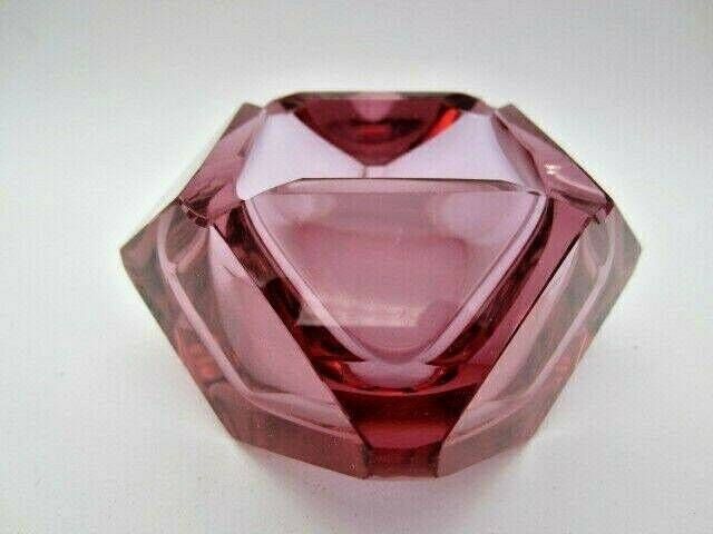 Murano Sommerso Space Age Pink Mandruzzato Geometric Glass Bowl photo Home Decor