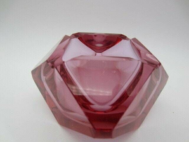 Murano Sommerso Space Age Pink Mandruzzato Geometric Glass Bowl photo vinterior