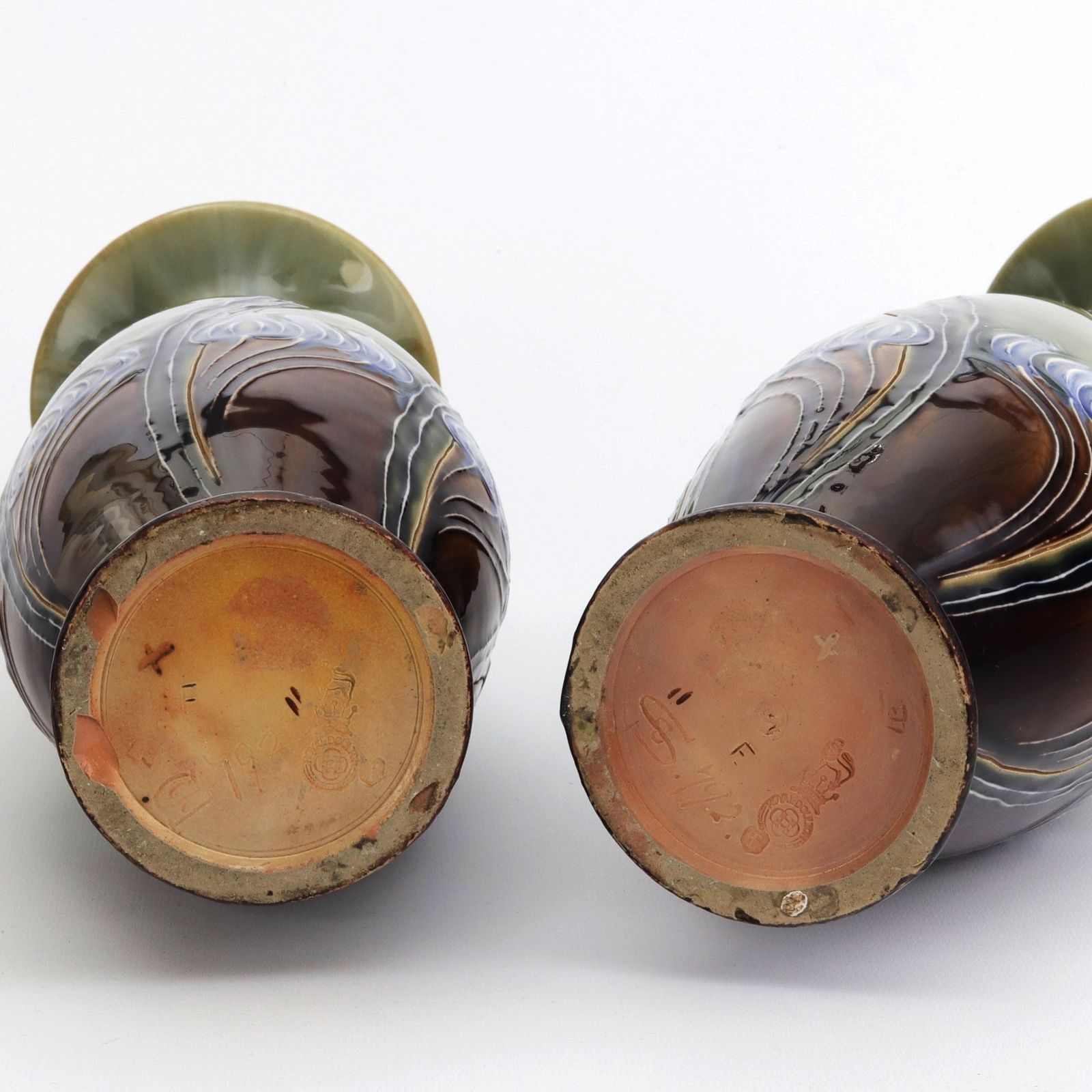 2745.0 Tall Mirrored Pair Of Royal Doulton Secessionist Vases By Eliza Simmance C1903 photo