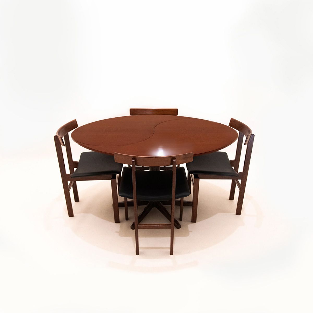 photo for sale Danish Mid Century Yin Yang Teak Extending Dining Table By Ole Gjerløv Knudsen And Torben Lind