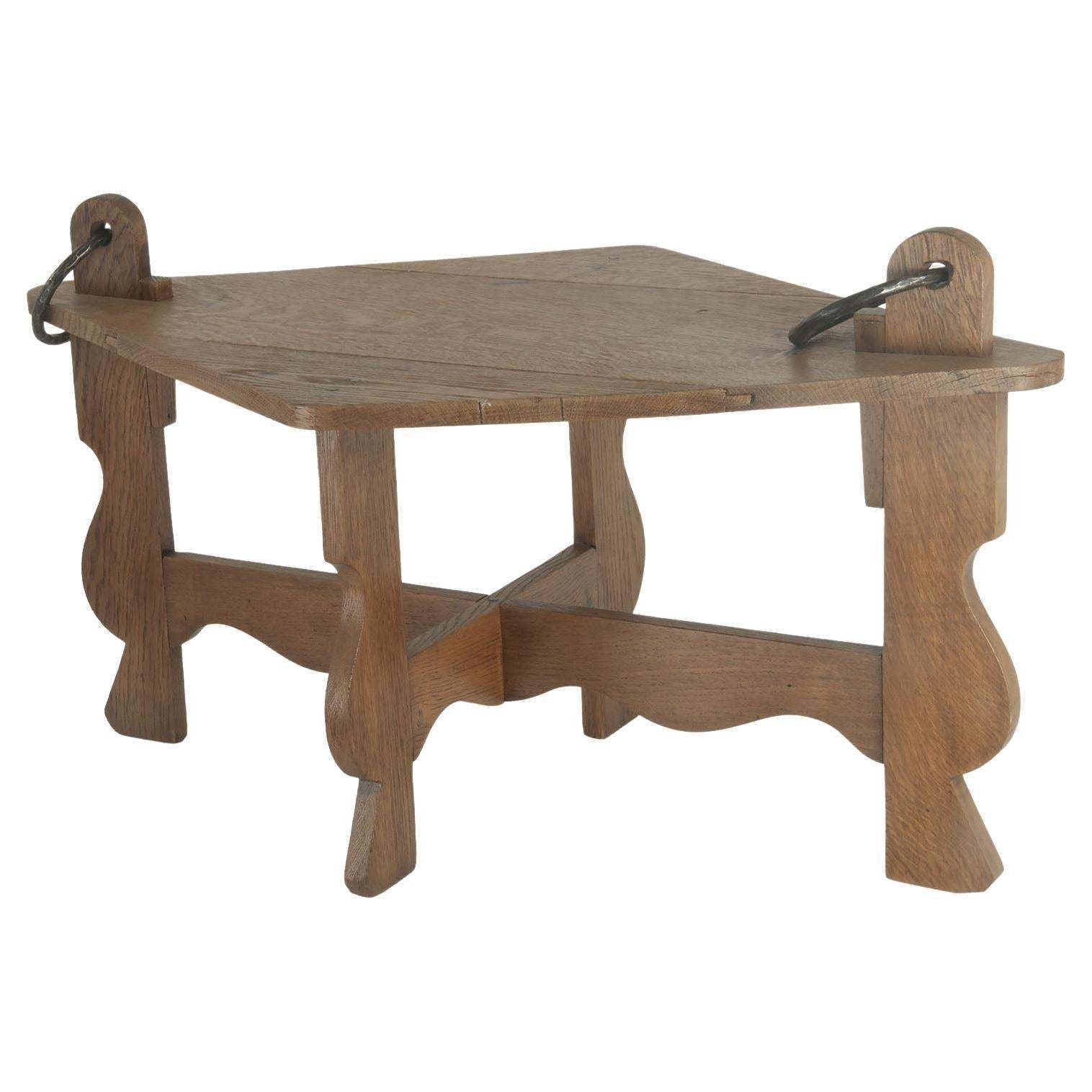 Low Table In Oak, Beige Color, Made In France, Around 1960, Made By An Artisan
