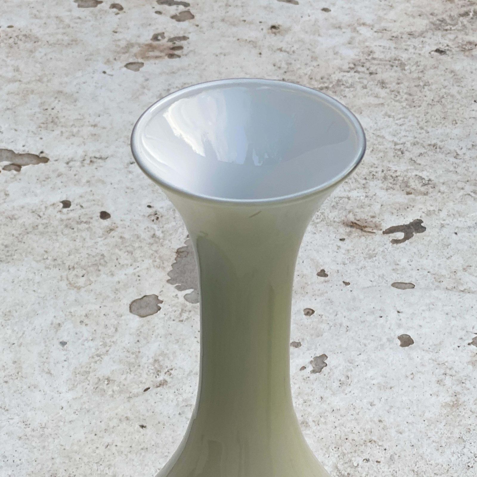 Opaline Vase, In Green Color, Made In 1960, Italy photo vintage