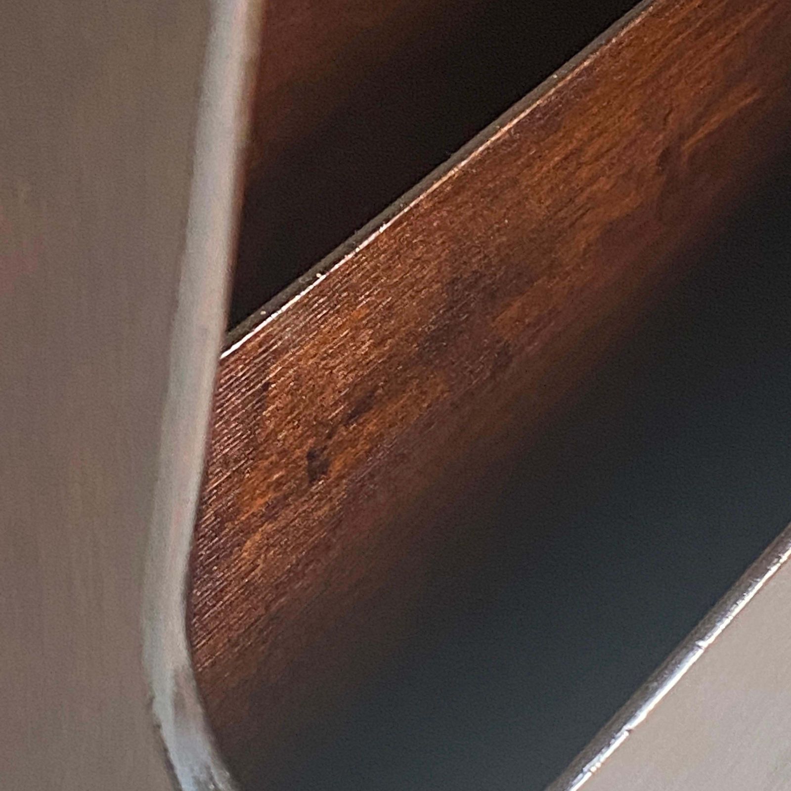 Magazine Stand In Wood, Stampted Made In England, 20th Century, Brown Color photo Home Decor