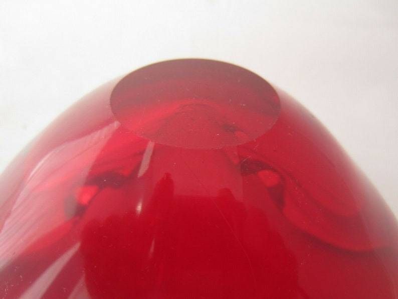 Xxl Seguso Bright Red Sommerso Tricorn Art Glass Bowl 1.4kg photo vintage