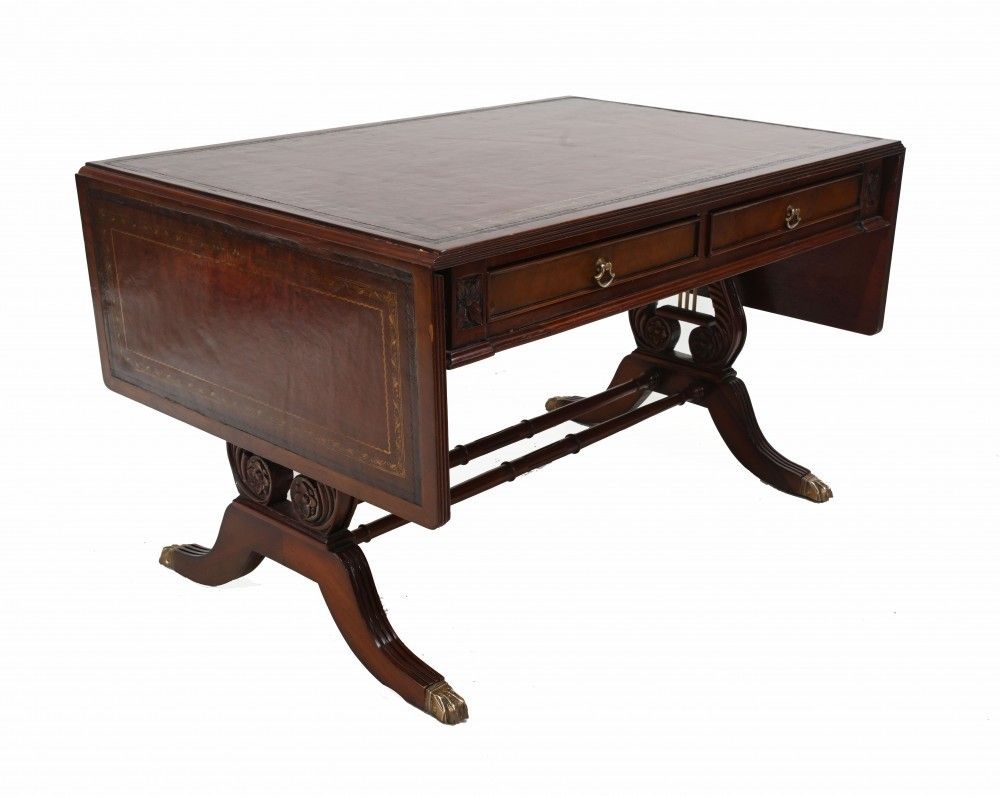 Regency Sofa Table Mahogany Leather Top photo 1450.0