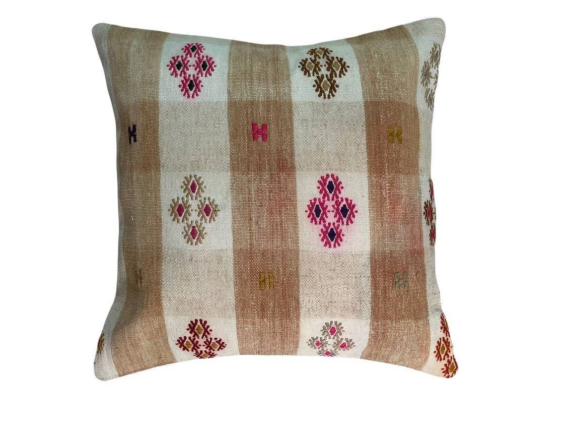 Tapis Kelim Kilim Pillow Cover ,Vintage Meditation Bench Kelim Teppich Boho Kilim photo 95.0