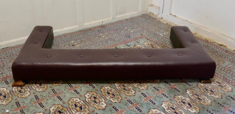 A Victorian Country House Leather Club Fender Hearth Seat