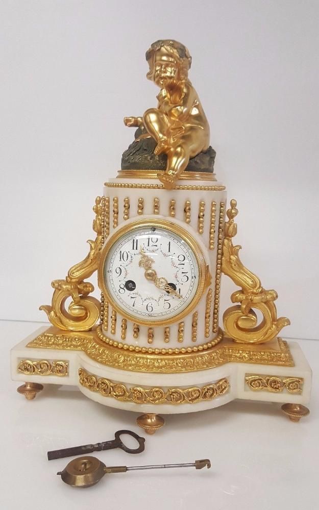 French Marble Ormolu Mantel Clock,
