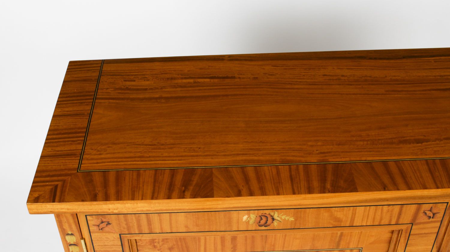 Bespoke Satinwood & Marquetry Inlaid Pier Side Cabinet photo vintage