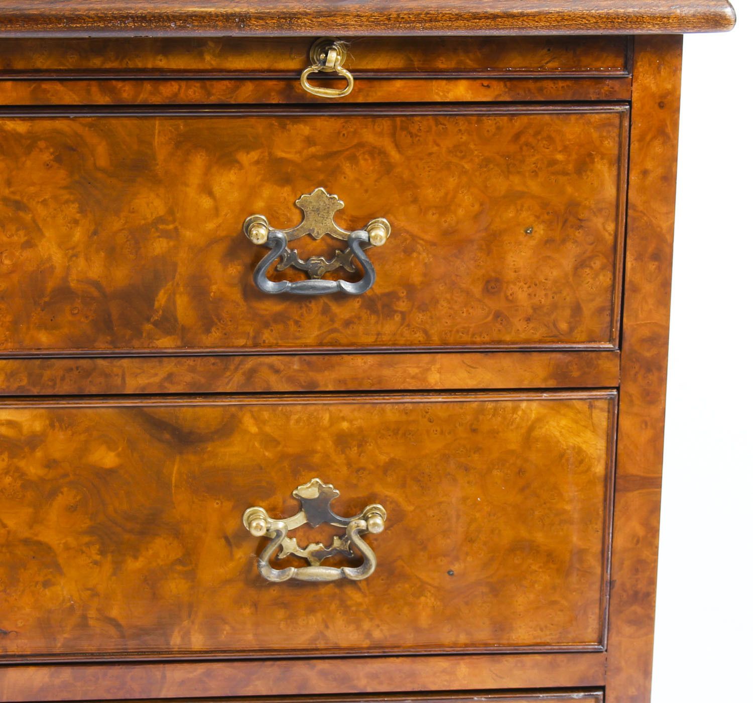 Superb Bespoke Pair Of Burr  Walnut Bedside Chests Cabinets With Slides photo vintage