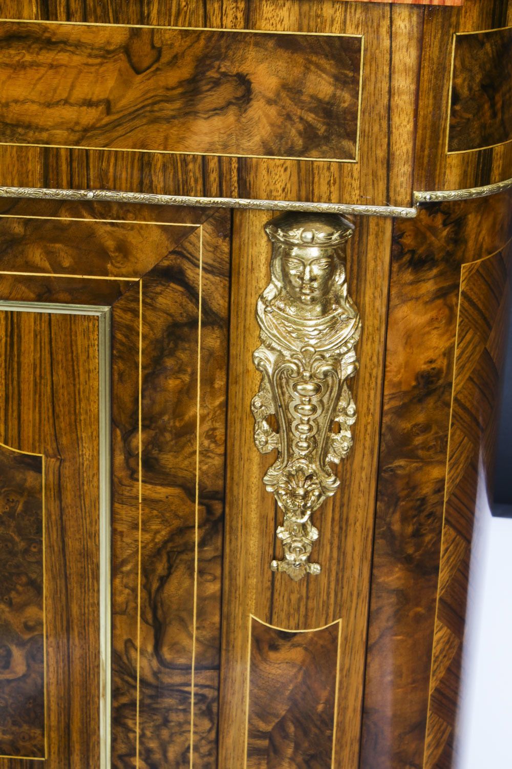 Bespoke Inlaid Burr Walnut & Marquetry Tv Plasma Lift Cabinet photo vintage
