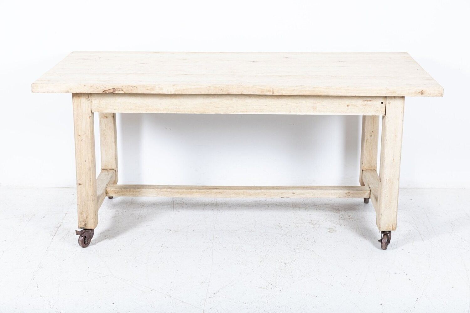 French Bleached Oak Table On Castors photo Furniture