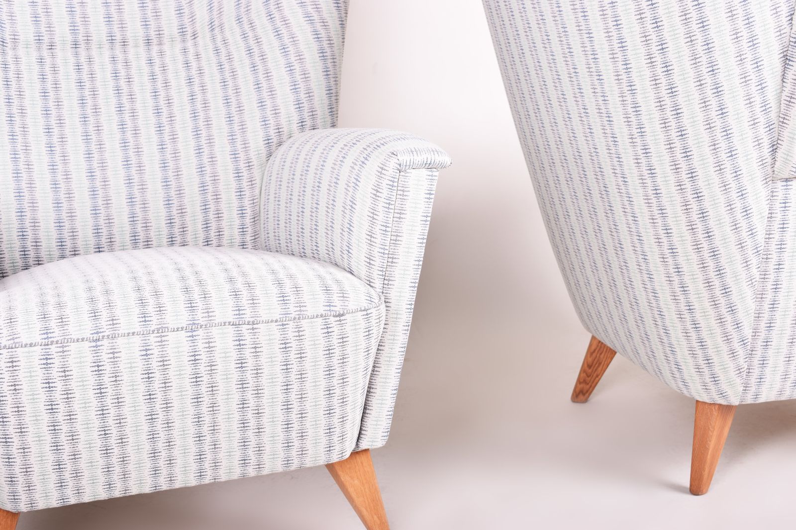 White Midcentury Armchairs, Made In 1950s Czechia And Fully Restored. Oak photo vintage