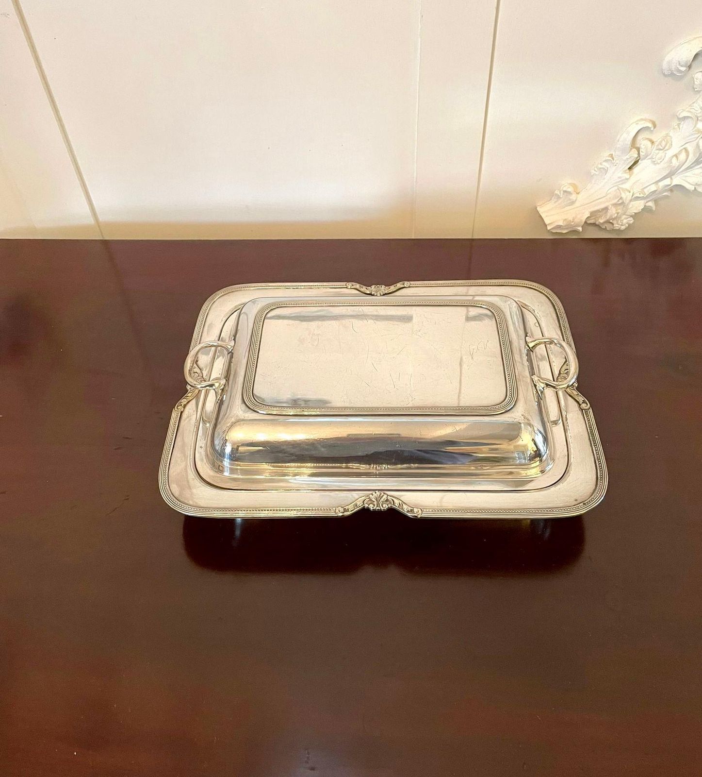 Antique Silver Plated Entrée Dish photo vinterior