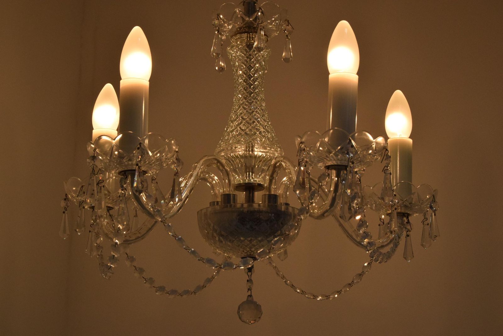 Mid Century Crystal Glass Chandelier By Kamenicky Senov,1960's. photo vinterior