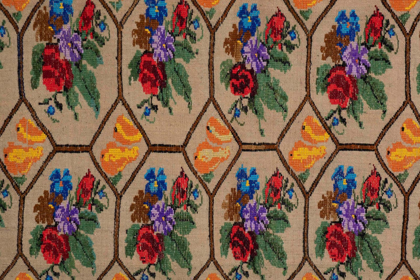 Vintage French Decor Aubusson Kilim Rug With Floral Design 4'11" X 6' photo Textiles