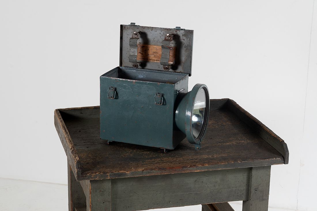 1920s Industrial Military Table Lamp | Unusual Old Torch Light photo furniture