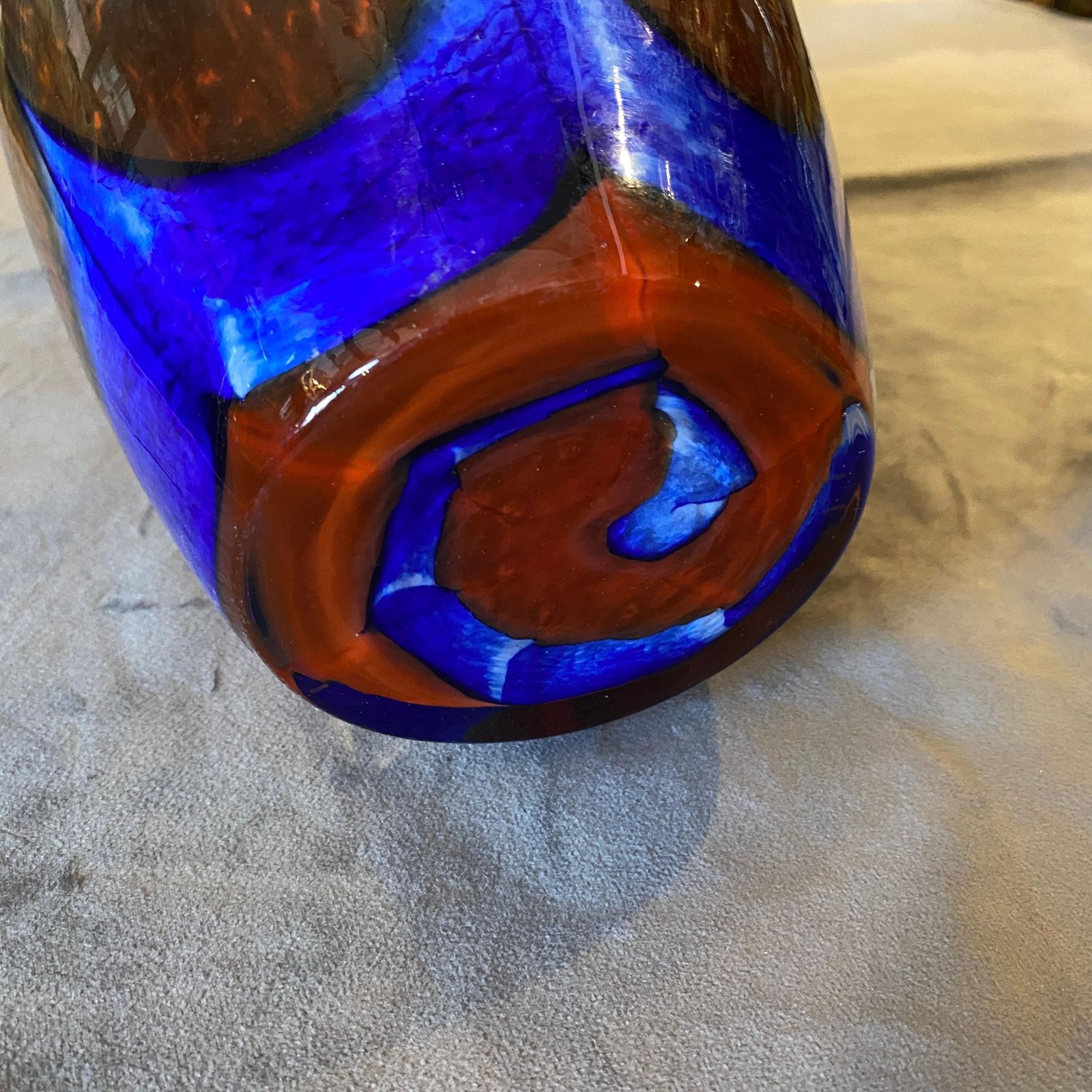 1970s Mid Century Modern Carlo Moretti Orange And Blue Murano Glass Vase photo buy