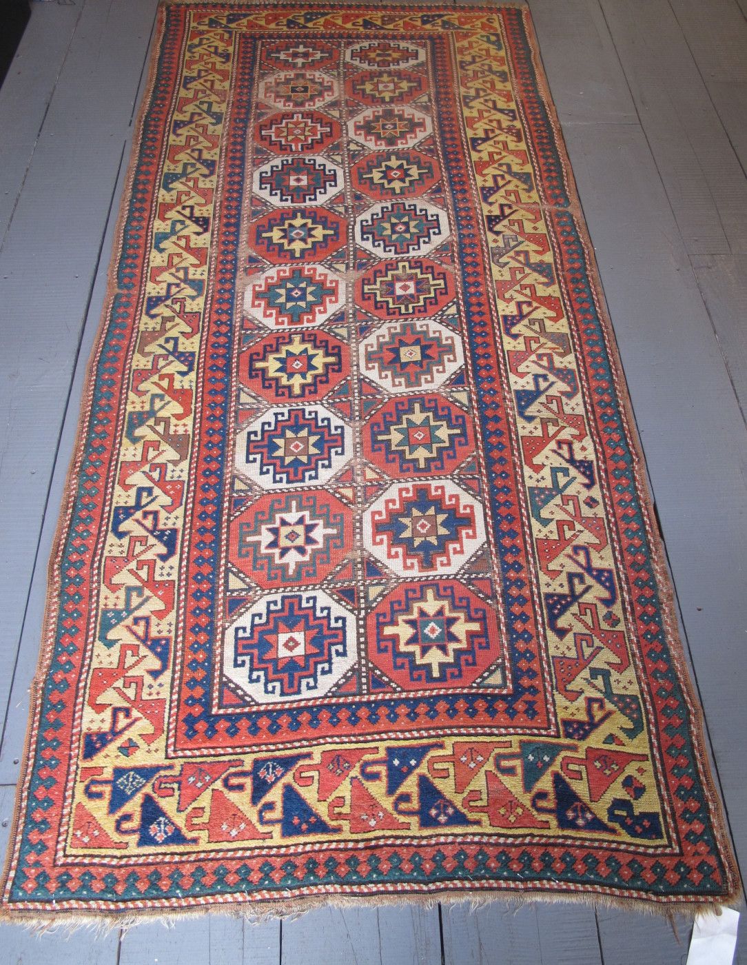 Antique Moghan Rug With Memling Guls, Caucasus Circa 1870, 2.60m X 1.20m photo furniture