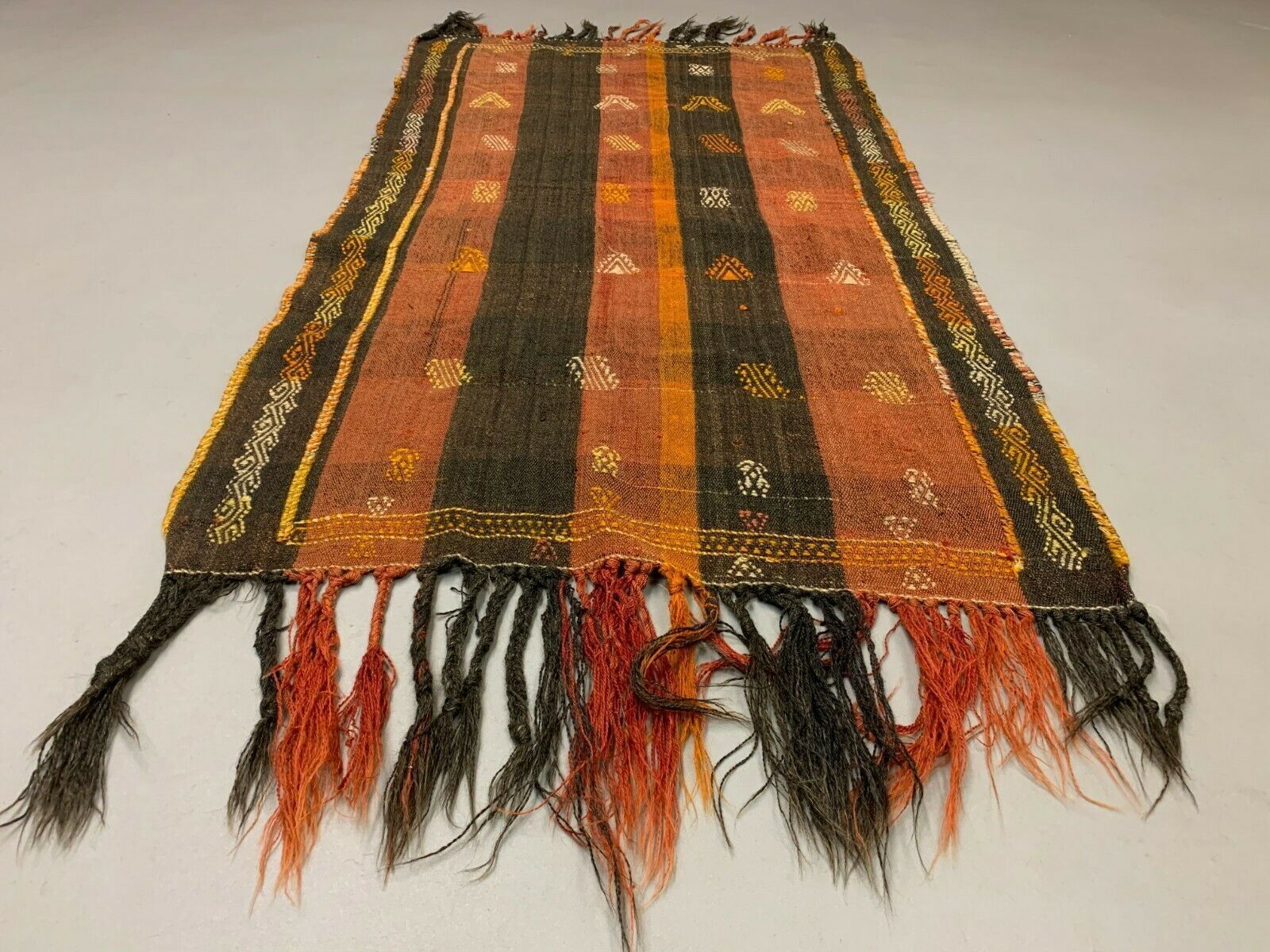Old Turkish Kilim Runner 160x80 Cm, Shabby Chic, Vintage Kelim Brown Terracota photo for sale