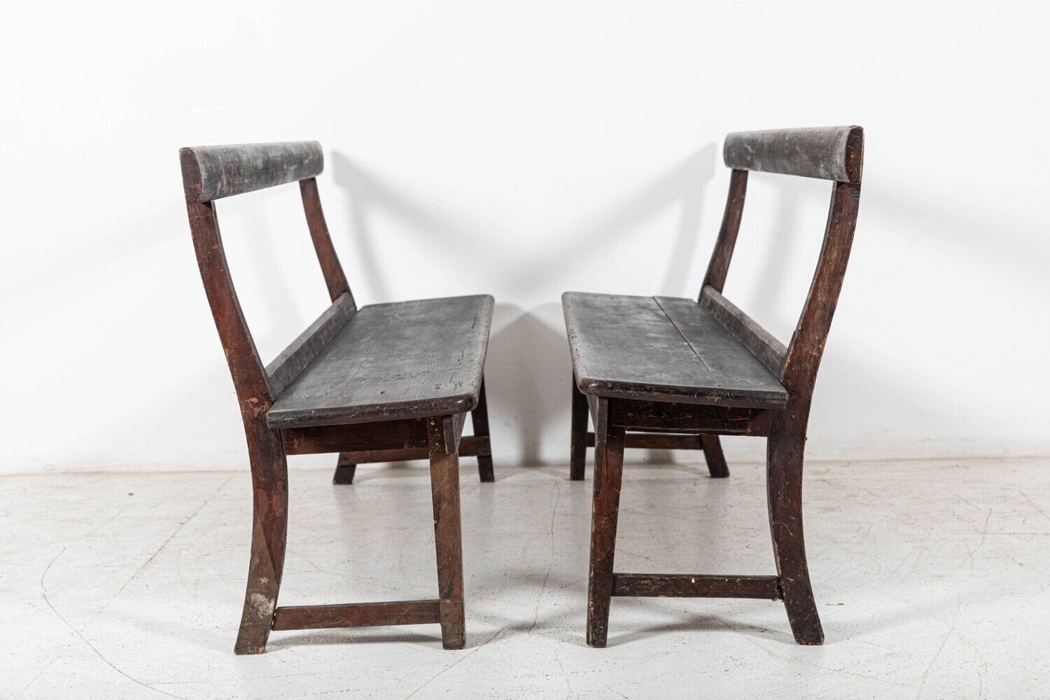 Pair 19thc English Pine Chapel Benches photo vinterior