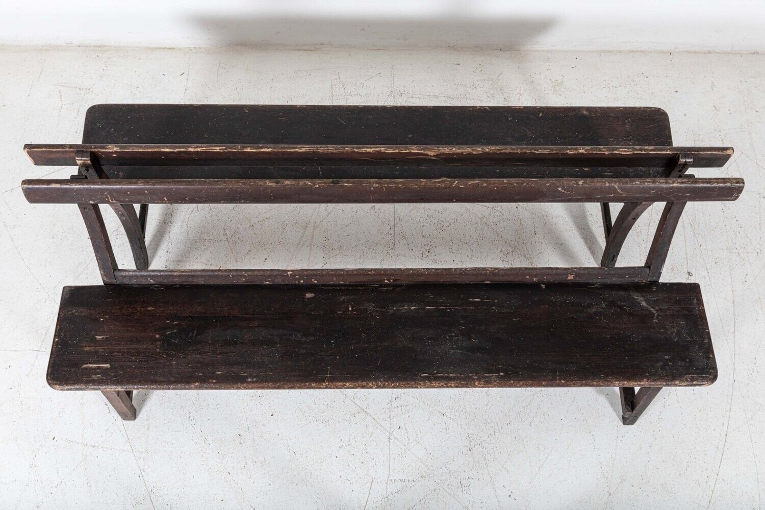 Furniture Pair 19thc English Pine Chapel Benches photo