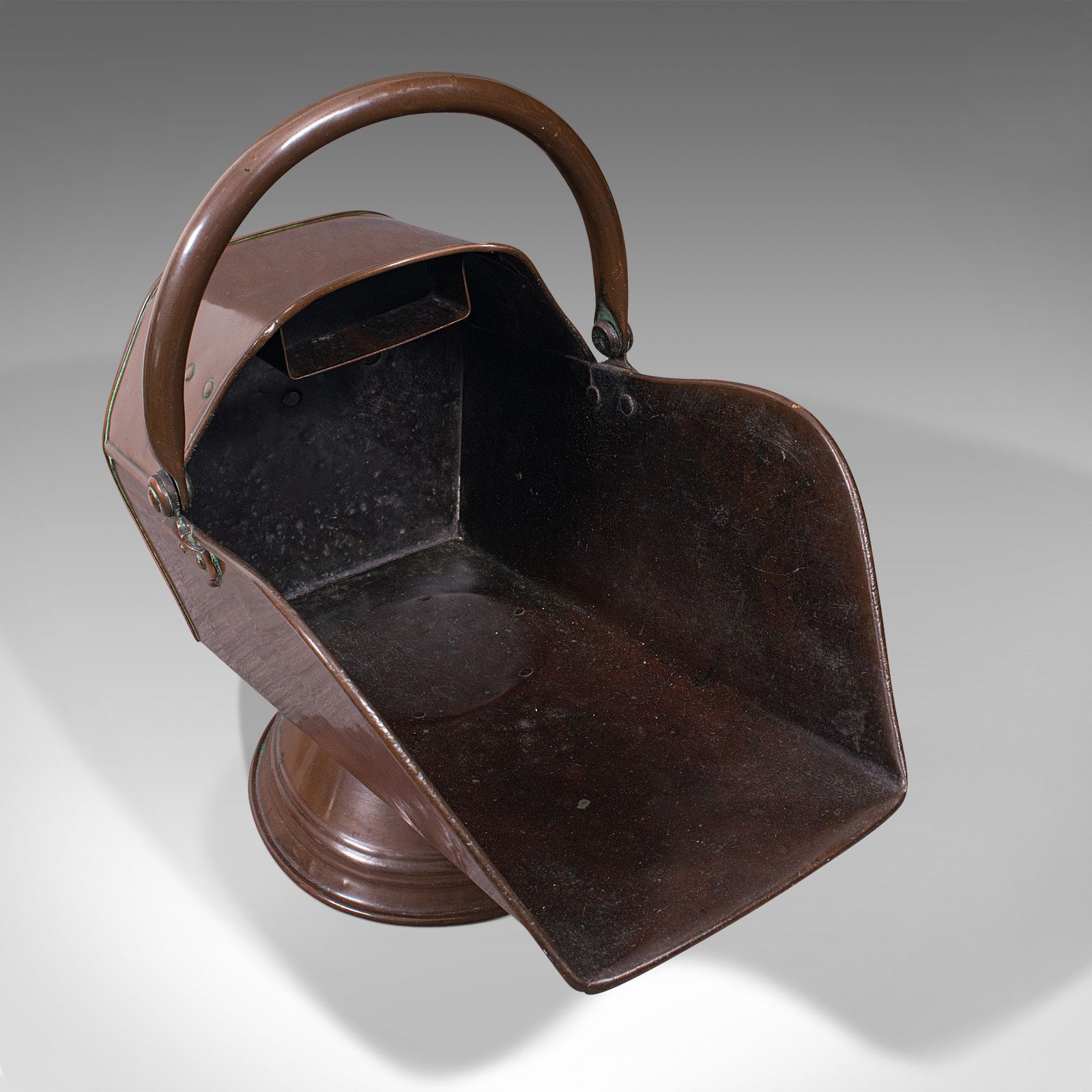 Home Fixtures Antique Coal Scuttle, English, Copper, Fireside Bucket, Scoop, C.1880 photo