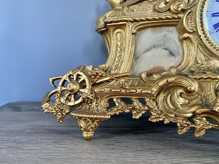 Henry Marc Paris, Gilt Bronze Mantel Clock With Ad Mougin Movement photo Home Decor