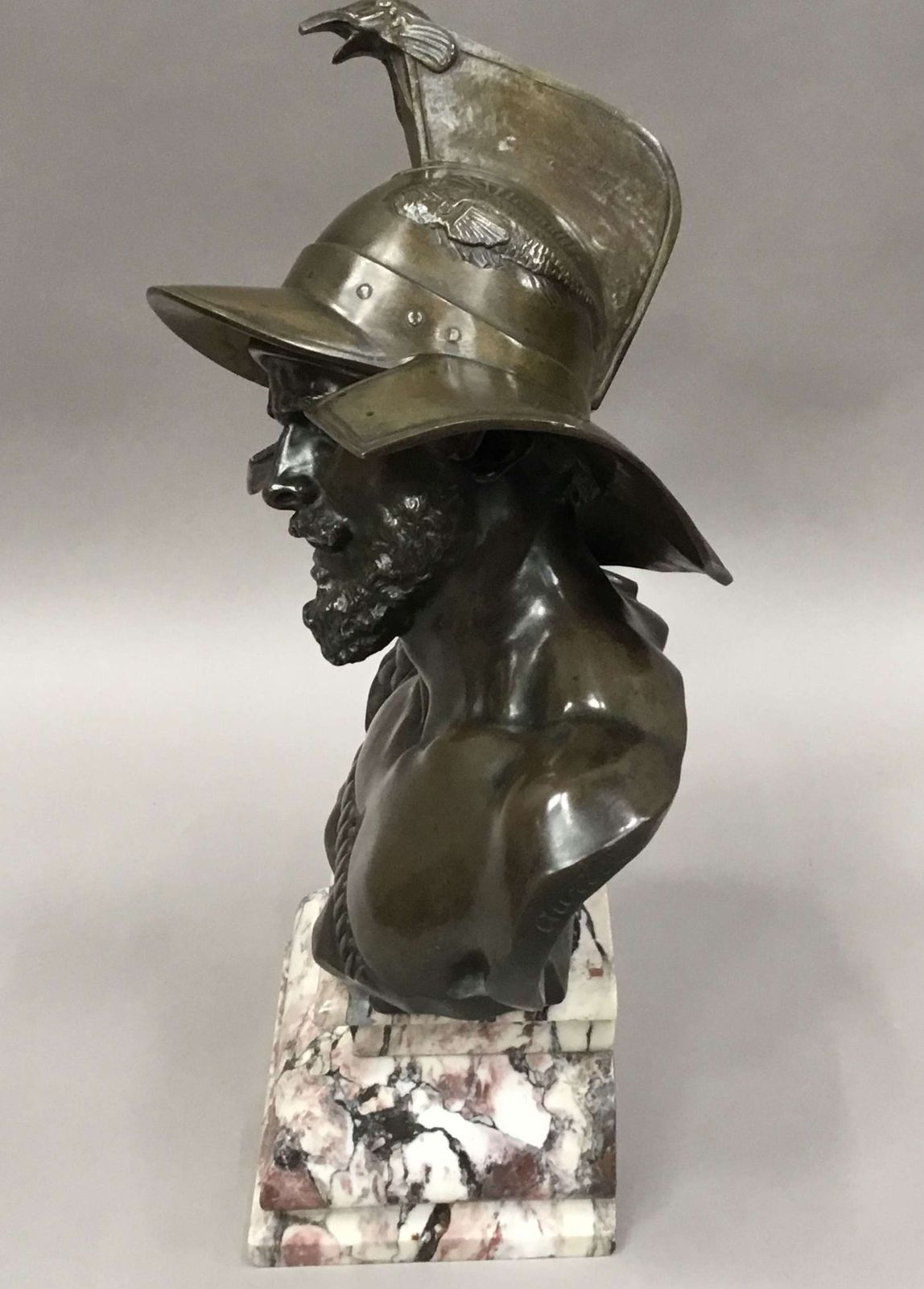 Large C19th Bronze Bust Of Roman Gladiator photo Art