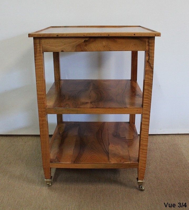 Furniture Rolling Trolley In Blond Walnut, 1st Part Of The 19th Century photo