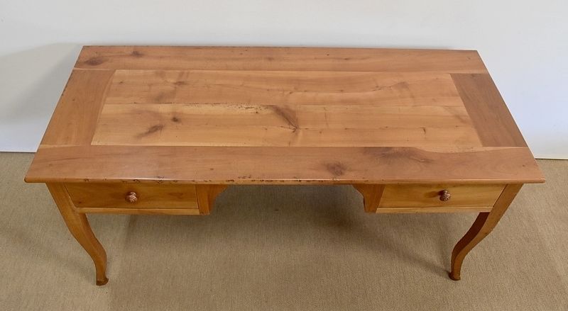 Large Louis XV Bureau Table In Solid Cherry Wood   Mid 19th Century photo 3162.1