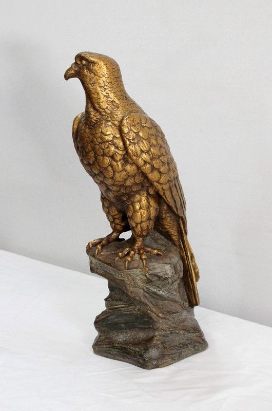 Plaster Sculpture Of A Raptor On His Rock, After P. Balestra   Early 20th Century photo for sale