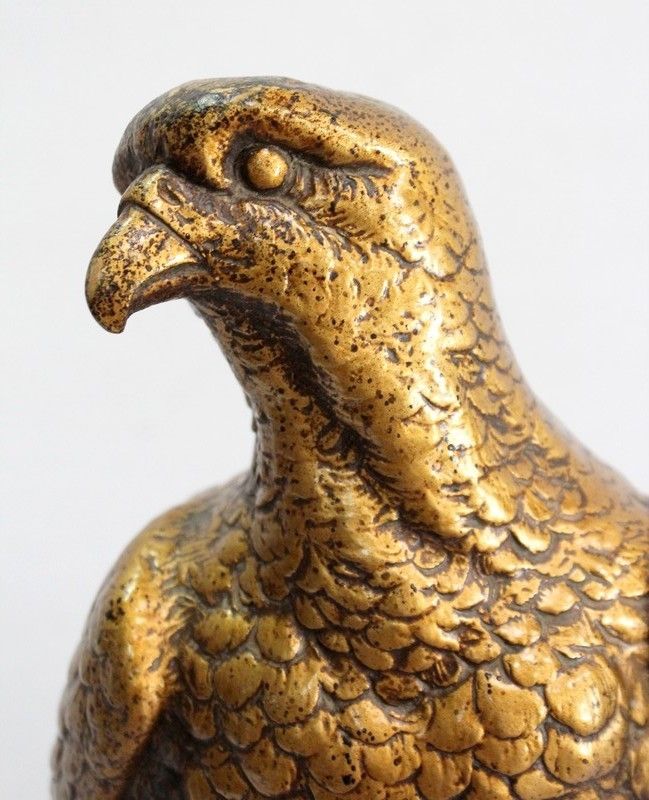 Plaster Sculpture Of A Raptor On His Rock, After P. Balestra   Early 20th Century photo Art