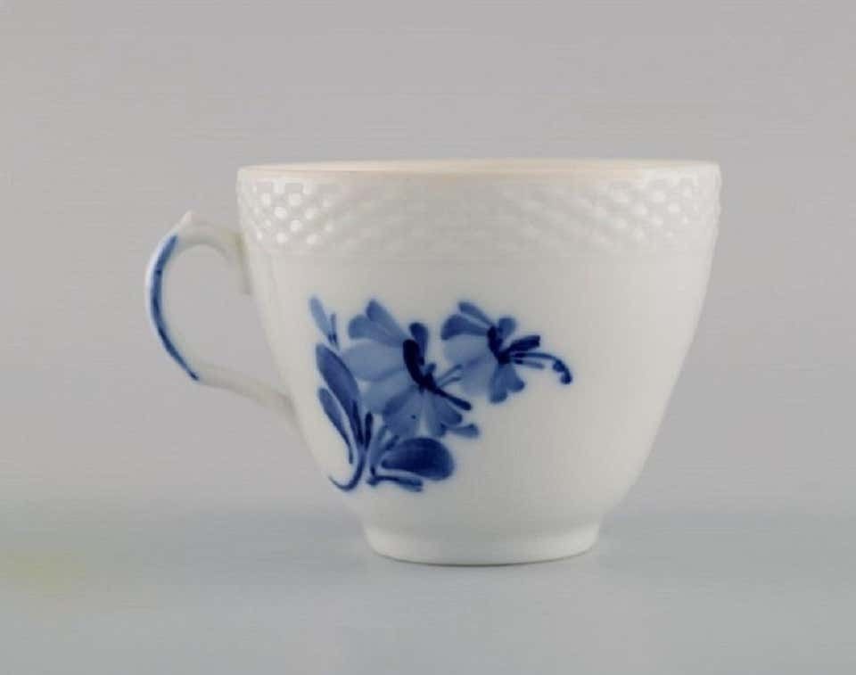 Eight Royal Copenhagen Blue Flower Braided Coffee Cups With Saucers, Mid 20th C photo Home Decor