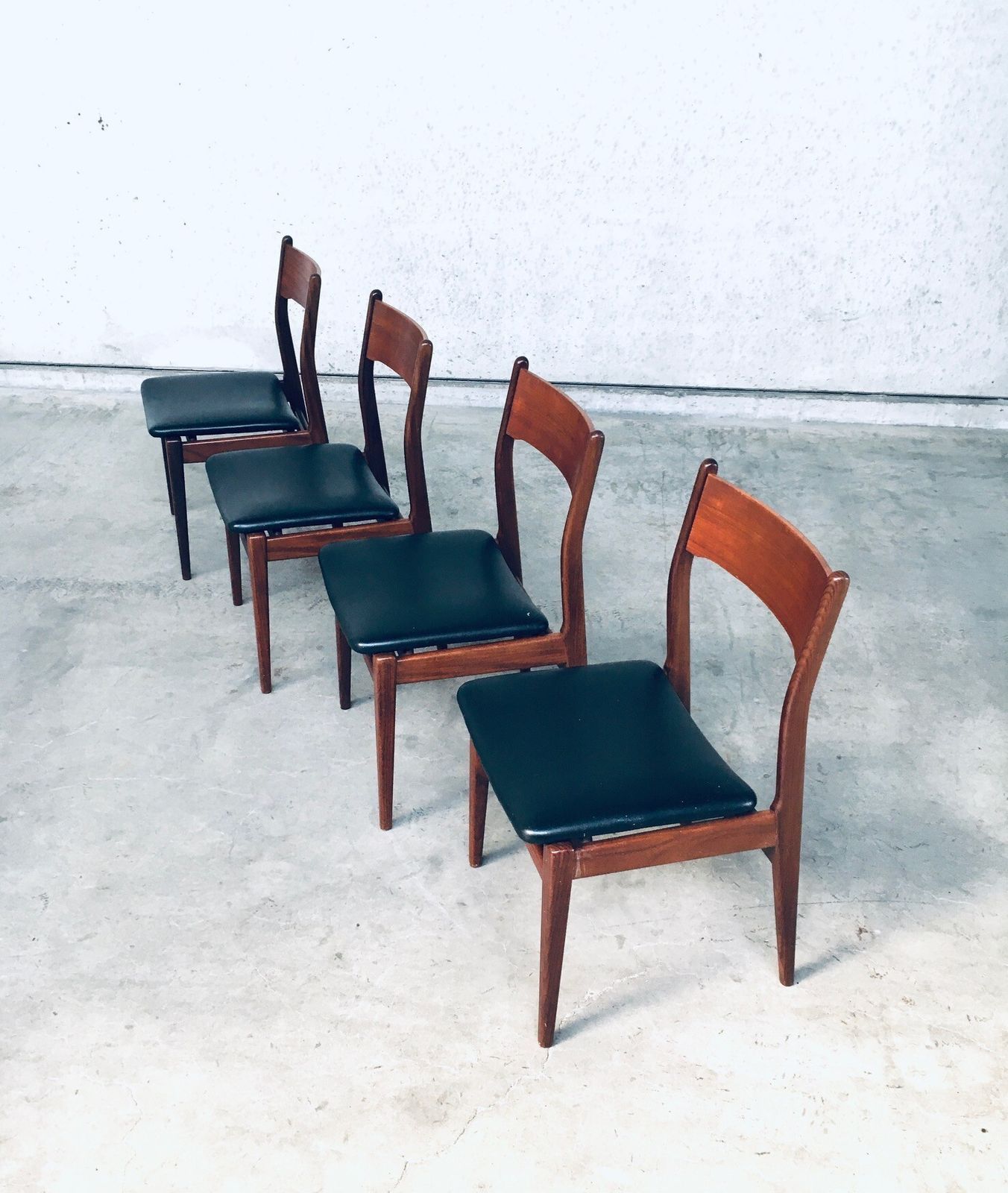 Midcentury Modern Scandinavian Design Teak Dining Chair Set photo furniture