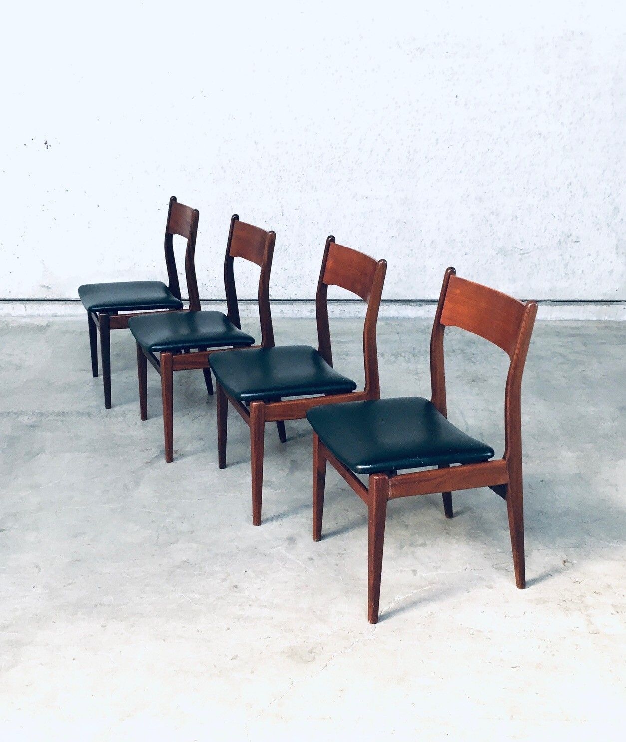 Midcentury Modern Scandinavian Design Teak Dining Chair Set photo buy