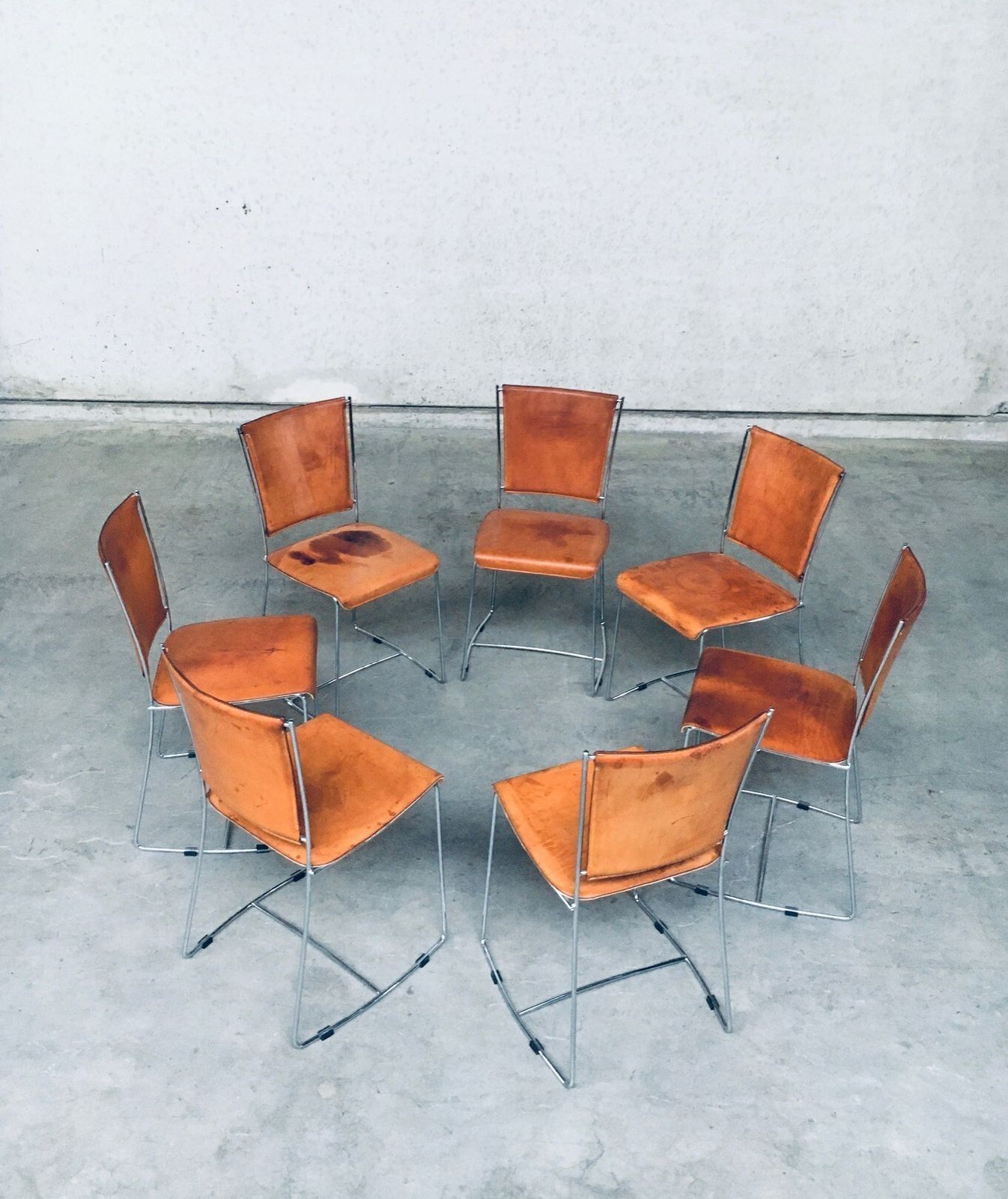 Postmodern Italian Design Leather Dining Chair Set By Segis, Italy 1990's photo furniture