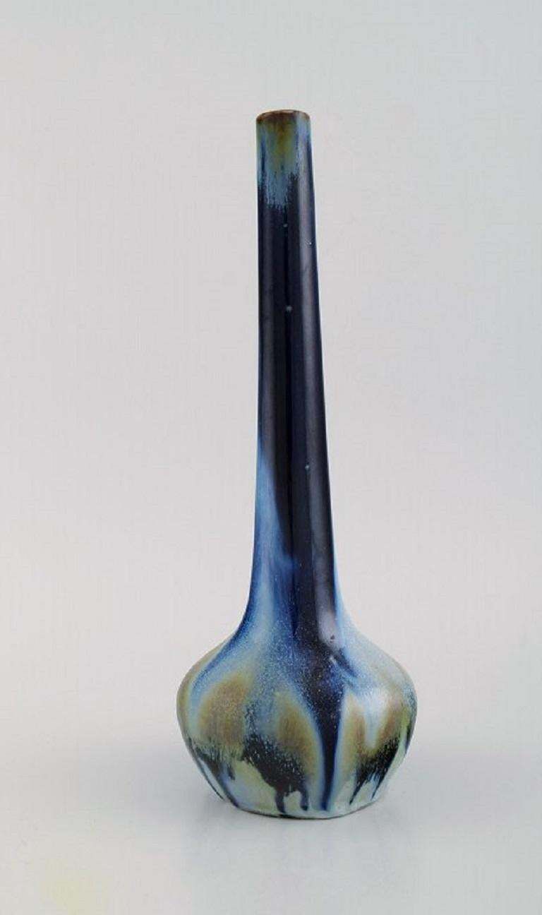 Gentil Sourdet, France, Long Necked Vase In Glazed Stoneware, Mid 20th C photo for sale