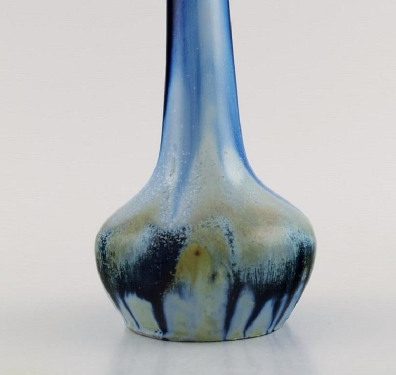 Gentil Sourdet, France, Long Necked Vase In Glazed Stoneware, Mid 20th C photo vinterior
