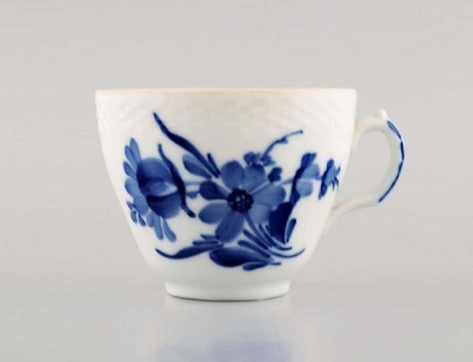 Three Royal Copenhagen Blue Flower Braided Coffee Cups With Saucers, 1950s photo furniture