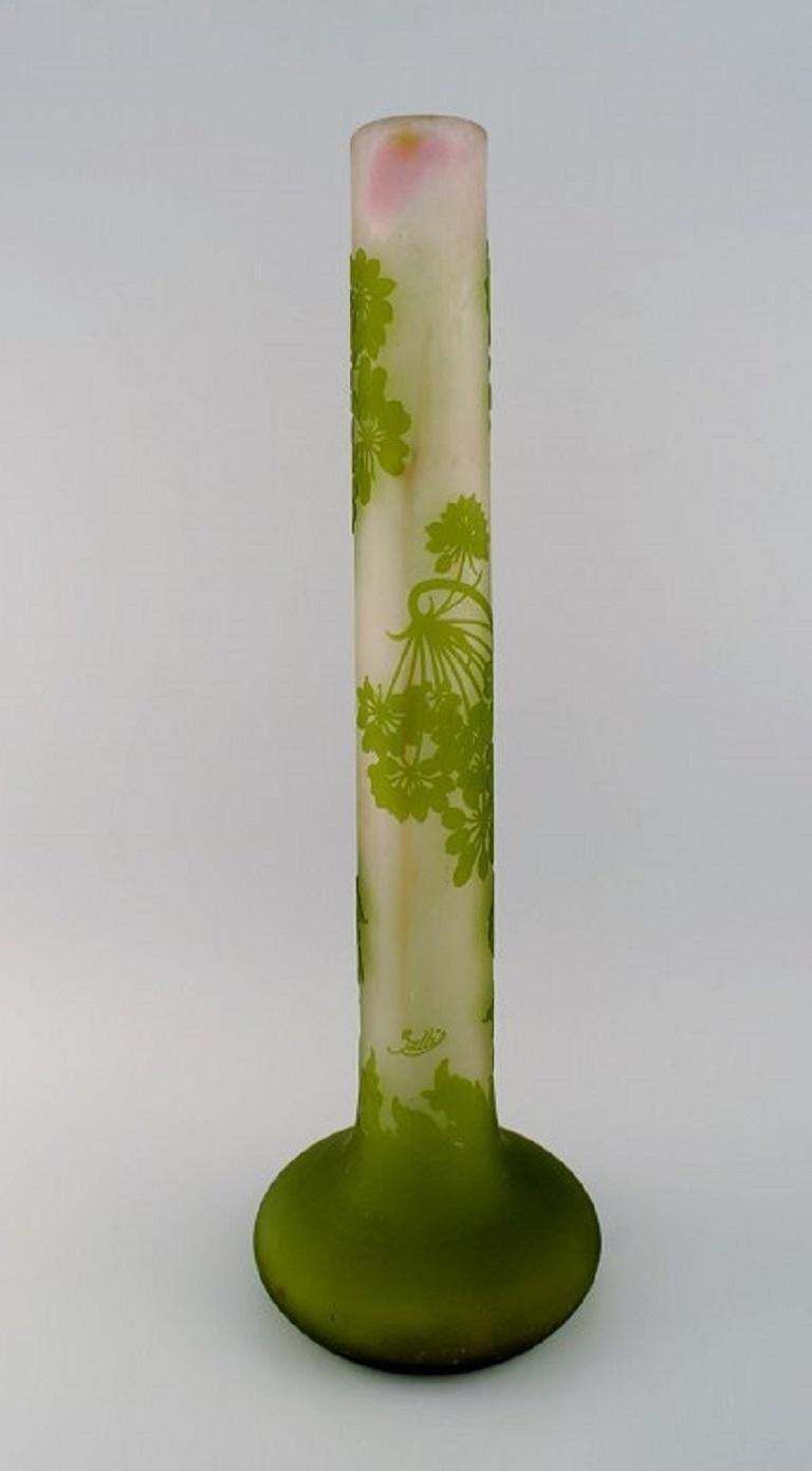 Giant Emile Gallé Vase In Frosted And Green Art Glass With Motifs Of Foliage photo furniture