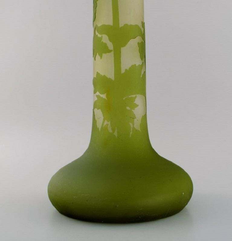 Giant Emile Gallé Vase In Frosted And Green Art Glass With Motifs Of Foliage photo buy